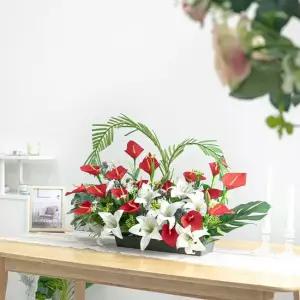 백합 카라 센터피스 조화 벨벳 set 48cm 인테리어 꽃 테이블 장식 소품 웨딩 촬영 행사 브라이덜샤워