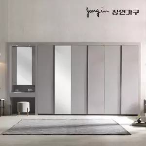 장인가구 파인 매트 여닫이 미러 파우더 붙박이장 30CM