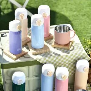 1+1 비비드 원터치 보온병 2중 진공 스텐 보온물병 텀블러 350ml