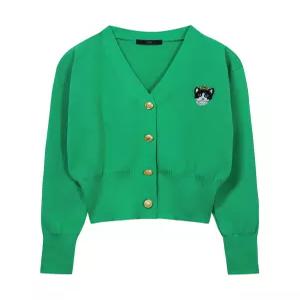 [르샵]고양이 자수 포인트 긴팔 니트 가디건 (DO1CK018A)