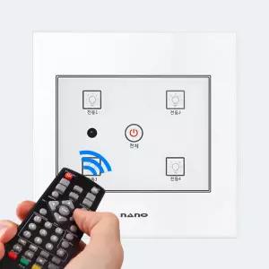 나노 아트2 터치 무선 전자식 리모컨 전등 스위치 4구 (화이트)