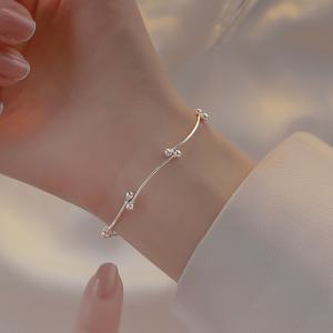 925 실버 웨이브 은볼 스틱 매듭 팔찌 