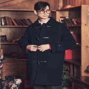 헤지스 남성 24FW [반값세일]네이비 울혼방 더플 코트 HZCO4D701N2