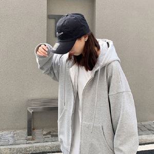 남여공용 기모 후드집업 오버핏 무지잠바 남자아우터 커플템 2color