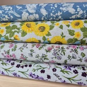 11수 대폭 면 린넨 빈티지 플라워 패브릭 원단 4종