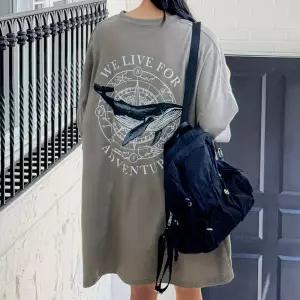 프린팅 오버핏 박스 롱 반팔 티셔츠 면 라운드넥 여성 빅사이즈