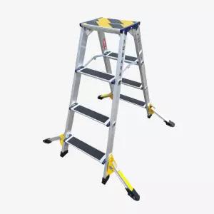4단 미니 아웃트리거 HSN-L2037 미끄럼방지 포함 광폭형 안전 사다리 경량 이동식 사다리