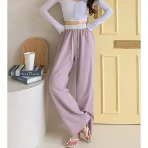 바스락 배색 와이드팬츠 3color 시원한 SS신상 밴딩 통바지 쿨 파자마 홈웨어