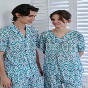 세일)선물추천)구김이없는  COOL 주름지 에스닉 프린트 커플 상,하의VEP3928F_DJ