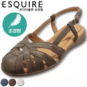 [에스콰이아]초경량 가볍고 부드러운 가죽으로 발이 편한 여성 2CM샌들 YAEMSD653KH_SC