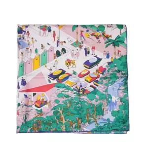 [중고명품] 멀티컬러 실크 온 더 비치 까레 90 스카프