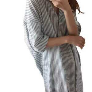 루즈핏 세로 롱셔츠 스트라이프 드레스 셔츠형 제품 원피스 여성