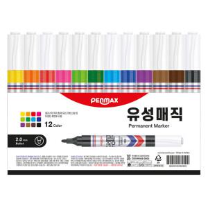 펜맥스 유성매직 12색 세트 혼합색상 1세트