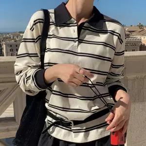 티오 스트라이프 카라 티셔츠 봄 여름 여성 데일리룩 데이트룩 반팔 긴팔