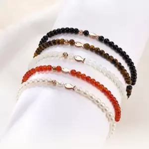 갤러리아 [비앤비골드] 14K 행운 물고기 골드볼 원석 소원 팔찌 모음 5종