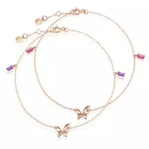 갤러리아 [비앤비골드] 18K 나비 바게트 큐빅 탄생석 발찌 모음 12종