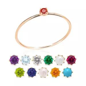 갤러리아 [비앤비골드] 14K 로즈컷 큐빅 탄생석 2mm 텐션링 반지 모음 12종