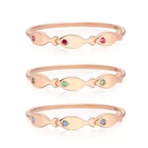 갤러리아 [비앤비골드] 14K 행운 세마리 물고기 3큐빅 탄생석 반지 모음 12종