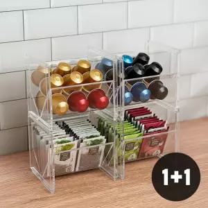 2개입 비스듬한 티백 보관함 탕비실 캡슐 커피 아크릴 수납 정리함