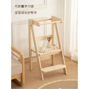 접이식 러닝타워 발판 풋스툴 내추럴 보드 타워 나무 원목91 의자 키친 조절식 주방놀이