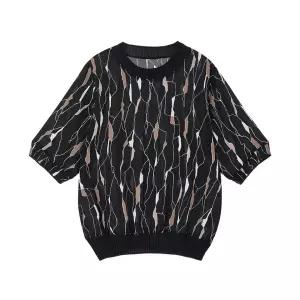 (아날도바시니) 큐브 배색 블라우스(AX09BL21S)