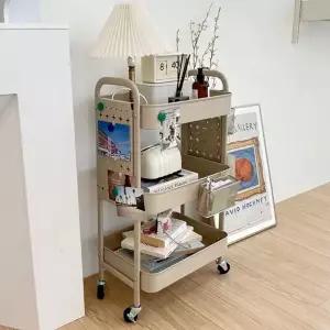 타공보드 트롤리 이동식 철제선반 페그보드수납장 미드센츄리 5color