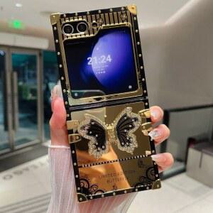 핸드폰케이스 갤럭시 Z 플립 7 FE 6 나비 사각형 3 5 글리터 플립4 커버 플립3용 플립5 4 귀여운 스탠드 폰 케이스 플립6