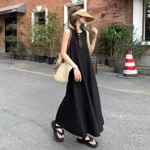 롱원피스 여성 나시 린넨 루즈핏 봄 가을 편안한 데일리룩 휴양지 휴가룩 원피스 웬마일웨어