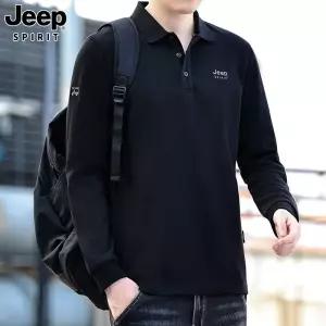 JEEP SPIRIT 봄 가을 폴로셔츠 남성 캐주얼 루즈 긴팔 티셔츠
