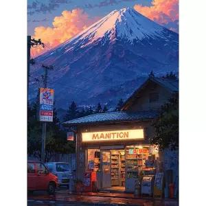 피포페인팅 ZY00108 후지산 아래 가게 40x50 DIY명화그리기세트