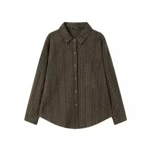 [BNX]세로 스트라이프 잔꽃 카라 셔츠 (BX4BL009L0)