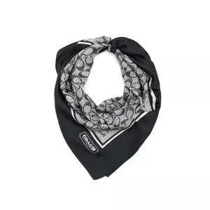 코치 빈티지 시그니처 프린트 실크 스퀘어 스카프 미드나잇 네이비