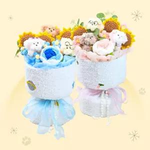 토이토 강아지 인형 꽃다발 종이가방 조화 졸업식 입학식 선물 세트