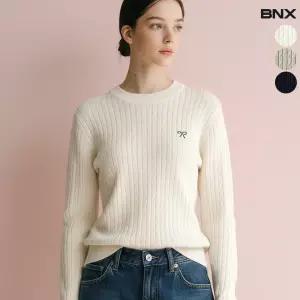 여성 리본 자수 꽈베기 니트