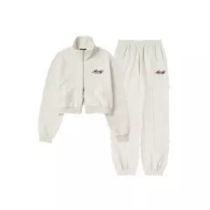 NERDY 널디 우먼스 컬시브 로고 크롭 스 집업 세트 PNEF24SWSP08 W S CURSIVE LOGO CROPPED SWEAT ZIP-UP S