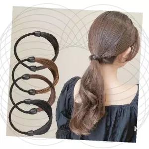 포니테일 생머리 인조모 묶음 가발 헤어 머리끈 링 용품