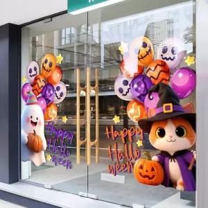 할로윈 문스티커 가게 유리문장식 호박 유리 마녀 포인트 대형