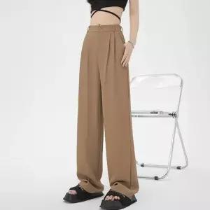 여성 하이웨스트 핀턱 와이드 팬츠 베이직 슬랙스 바 여성바지 여자팬츠 하이웨스트팬츠