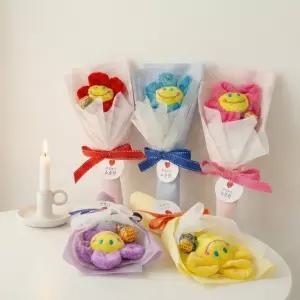 츄파춥스 스마일꽃다발 1송이 미니 사탕꽃다발 화이트데이 단체 답례 선물 학교 학원 교회 기업 회사 행사