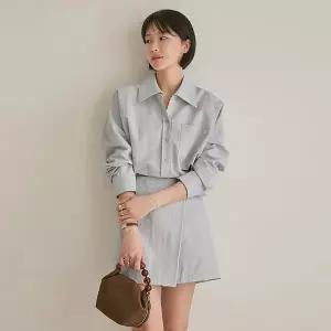 (뮬랑) 빌레 셔츠 랩 원피스 (2col)[드레스EDH59]