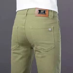 흰색 화이드 청바지 데님 진 바지 홍콩 2026 봄/가을 연녹색 남성 슬림핏 스트레이트 트렌디 스트레치 캐주