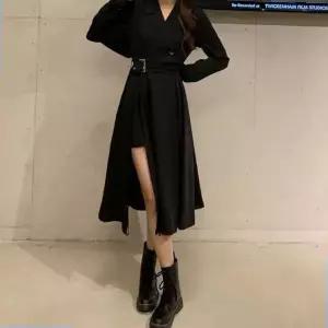 모던시크 벨트 포인트 셔츠형 여성 원피스 트임 자켓