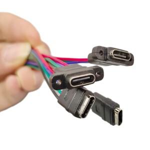 2/5개 USBC 고전류 충전 소켓 4핀  이어 타입 C 방수 여성 커넥터 잭 고무 링 포함