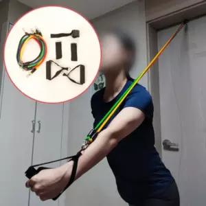 깜도리4  방문고정형 밴드 헬스 탄력 저항밴드 세트 근력 운동용 운동 튜빙 고무밴드 줄당기기