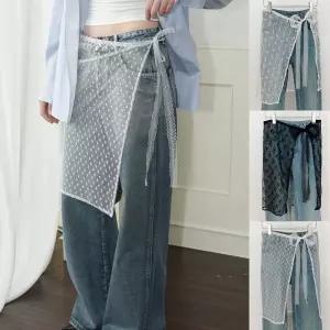 여성 레이어드 치마 레이스 시스루 랩 스커트 rOQ7+6ghG