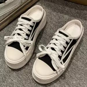 여자 통굽 키높이 효과 캐주얼 뮬스니커즈 뮬캔버스 여성뮬 뮬스니커즈 여성단화