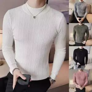 니트 빈티지 이너 솔리드 남성패션 폴라티 봄가을 긴팔 반폴라 티셔츠 DL3