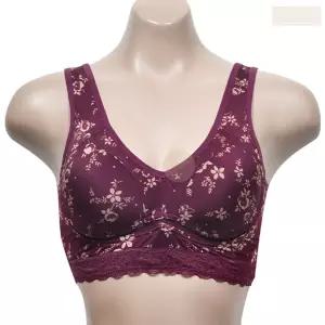 꽃무늬 중년 여성 아줌마 뽕 패드 있는 브라 우아한 입는 브라자 스포츠형