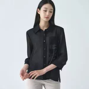 [지센] 여성 시쓰루 모노 중기장 블라우스 LFWSO601_BK