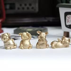 골드 돼지 장식 소품 4P인형 인테리어 용품 인테리어품 장식품 미니어쳐 디자인 어처